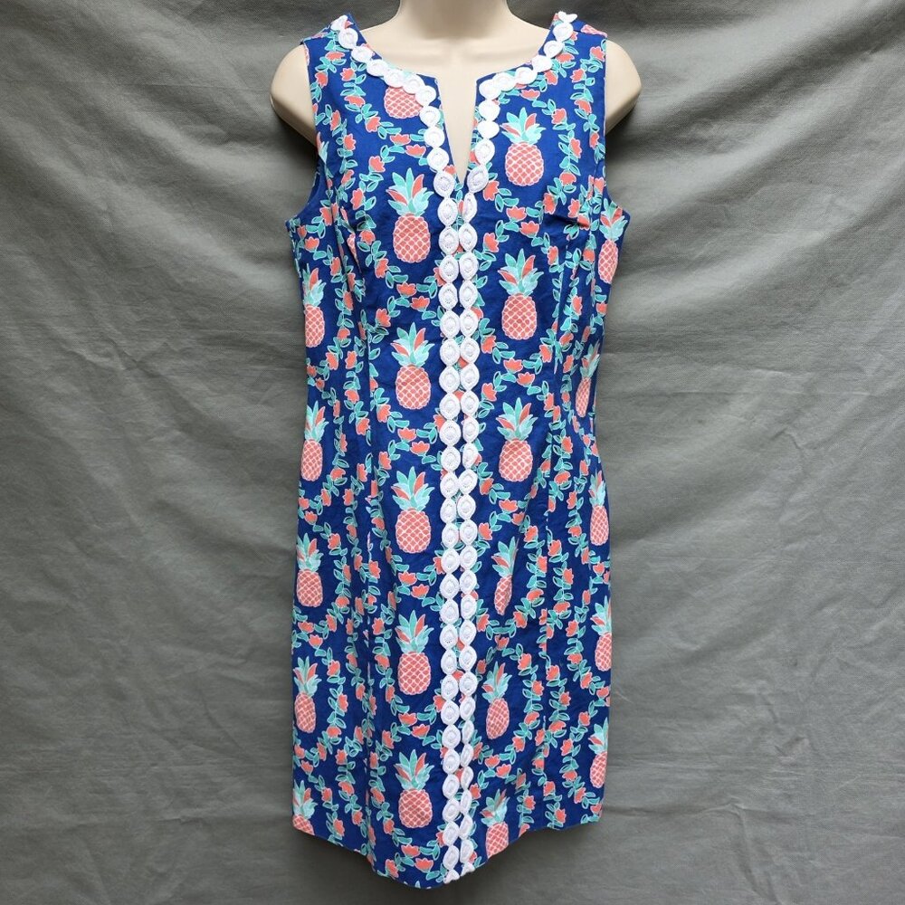 Crown & Ivy Womens US 6 Sleeveless Crochet Pineapple Tropical Sheath Shift Dress